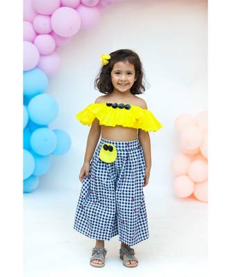 Yellow Frill Top with Plazo 1