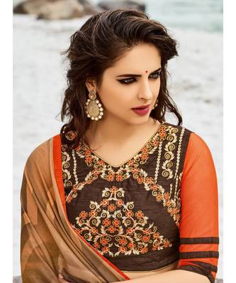 multicolor printed georgette saree with blouse 2
