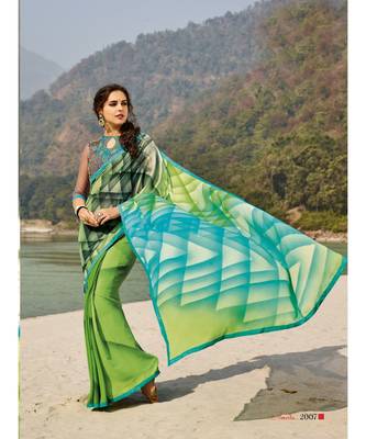 multicolor printed georgette saree with blouse 1