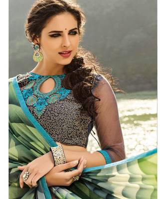 multicolor printed georgette saree with blouse 2