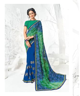 multicolor embroidered georgette saree with blouse 1