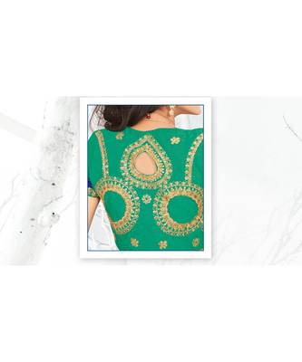 multicolor embroidered georgette saree with blouse 2