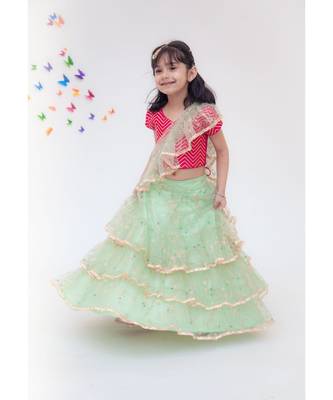Pink And Green Lehenga Set 1