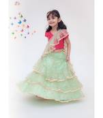 Pink And Green Lehenga Set