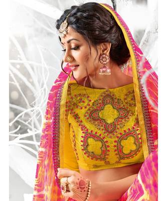 pink embroidered georgette saree with blouse 2