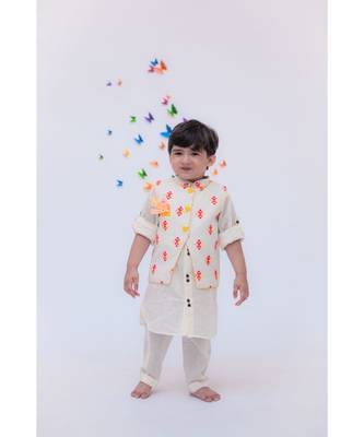 Multi Colour Bootie Nehru Jacket with Kurta & Pant 1