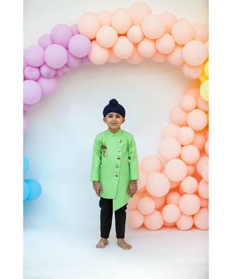 Green Plain Kurta Set 1