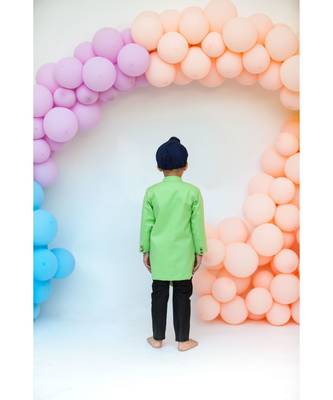 Green Plain Kurta Set 2