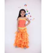 Orange Sequence Top with Orange Lehriya Sharara