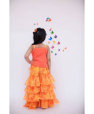 Orange Sequence Top with Orange Lehriya Sharara 2