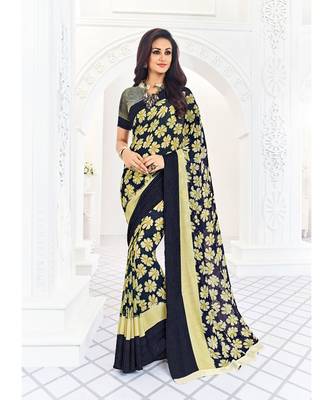 multicolor printed georgette saree with blouse 1
