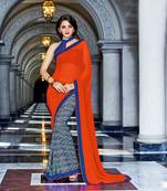 multicolor printed georgette saree with blouse