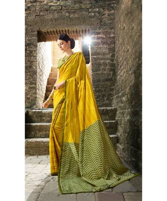 multicolor printed cotton_silk saree with blouse 1