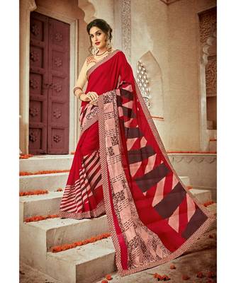 multicolor embroidered cotton_silk saree with blouse 1