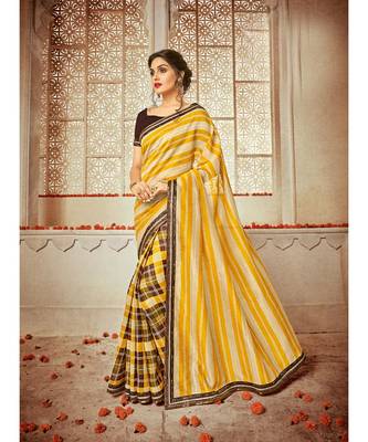 multicolor embroidered cotton_silk saree with blouse 1