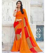 orange printed georgette saree with blouse