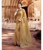 beige printed brasso saree with blouse