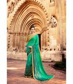 green printed brasso saree with blouse