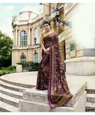 multicolor printed brasso saree with blouse 1