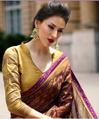 multicolor printed brasso saree with blouse 2