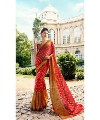 peach printed brasso saree with blouse 1