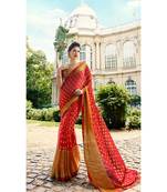 peach printed brasso saree with blouse