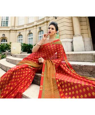peach printed brasso saree with blouse 2