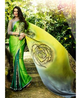 multicolor printed georgette saree with blouse 1