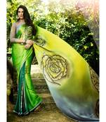 multicolor printed georgette saree with blouse