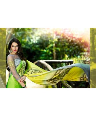 multicolor printed georgette saree with blouse 2