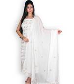 Off-White Pure Georgette Chikankari & Gota Patti Work