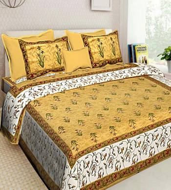 Hand Screen Printed Indian Handmade Cotton Bedding Bedspread Bedsheet With 2 Pillow Cover Queen Size Bedcover 1
