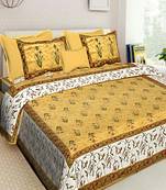 Hand Screen Printed Indian Handmade Cotton Bedding Bedspread Bedsheet With 2 Pillow Cover Queen Size Bedcover