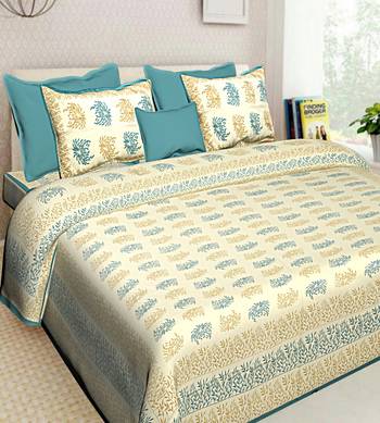 Floral Printed Jaipuri Cotton Bedsheet With 2 Pillow Cover Bedding Bedspread  Queen Size 90 X 108 inches 1