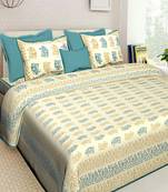 Floral Printed Jaipuri Cotton Bedsheet With 2 Pillow Cover Bedding Bedspread  Queen Size 90 X 108 inches