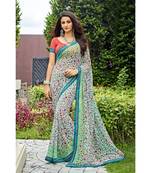 multicolor printed georgette saree with blouse