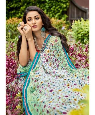 multicolor printed georgette saree with blouse 2
