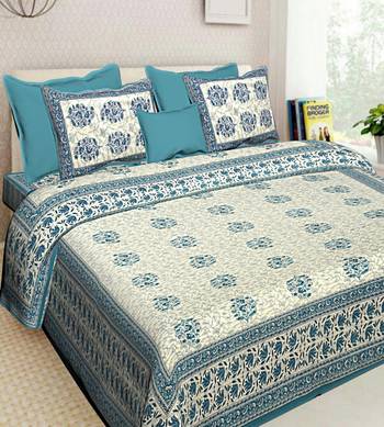 Cotton Indian Print Queen Size Cotton Bedding Bedsheet With 2 Pillow Cover Sanganeri Double Size Bedcover 1