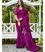 purple printed georgette saree with blouse