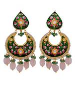 Green Blue Classy Enamel Work Natural Stone Earring
