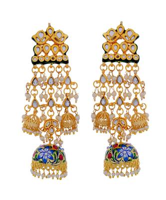 Multicolor Kundan Jadua Royal Rajwadi Jhumki Earring 1