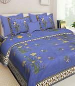 Handmade Cotton Printed Queen Size Bedding Bedsheet With 2 Pillow Cover Sanganeri 90 X018 Inches Bedcover