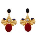 Classy Fashionable Maroon Bengali Dessign Golden Earring