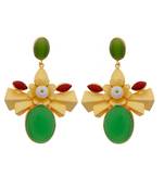 Classy Fashionable Green Bengali Dessign Golden Earring