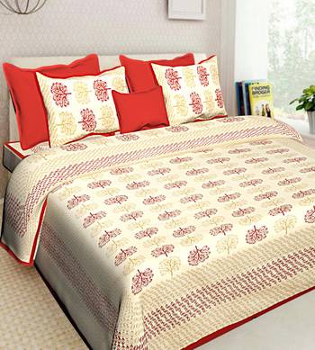 Indian Cotton Screen Printed Bedding With 2 Pillow Cover Queen Size 90 X 108 inches Bedcover Bedsheet 1