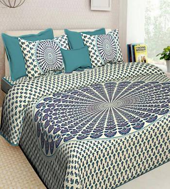 Hand Printed Indian Handmade Cotton Bedding Bedspread Bedsheet With 2 Pillow Cover Queen Size Bedcover 1