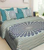 Hand Printed Indian Handmade Cotton Bedding Bedspread Bedsheet With 2 Pillow Cover Queen Size Bedcover