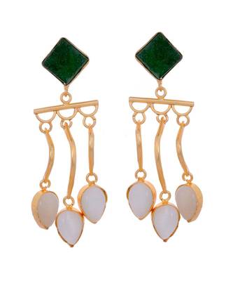 Golden Green White Stylish Fashionable Earring 1