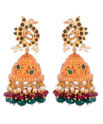 Royal Golden Peacock Design Classy Temple Jhumki 1