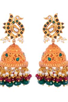 Royal Golden Peacock Design Classy Temple Jhumki